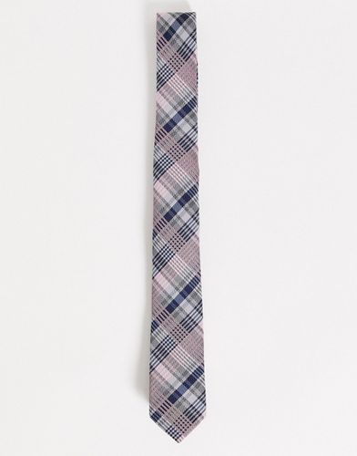 Cravatta sottile blu navy e rosa a quadri - ASOS DESIGN - Modalova