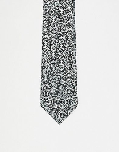 Cravatta sottile con motivo anni '70 marrone e verde - ASOS DESIGN - Modalova