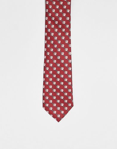Cravatta rossa con stampa di carte da gioco - ASOS DESIGN - Modalova