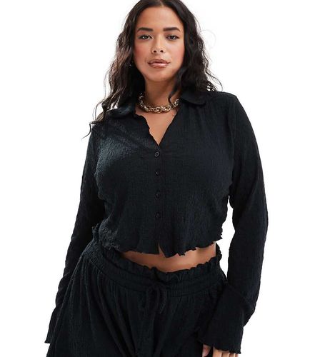 ASOS DESIGN Curve - Camicia testurizzata nera con maniche svasate in coordinato - ASOS Curve - Modalova