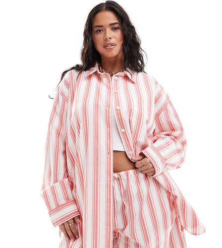 ASOS DESIGN Curve - Camicia comoda rossa a righe - ASOS Curve - Modalova