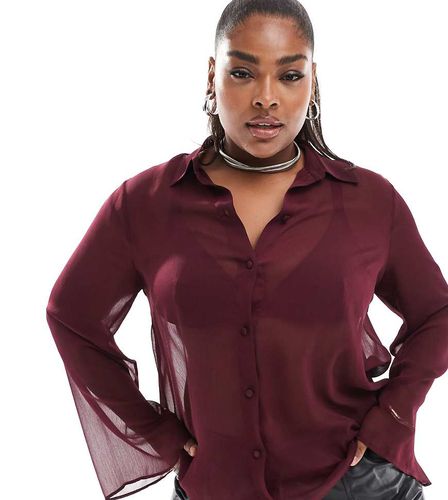 ASOS DESIGN Curve - Camicia stropicciata bordeaux trasparente - ASOS Curve - Modalova