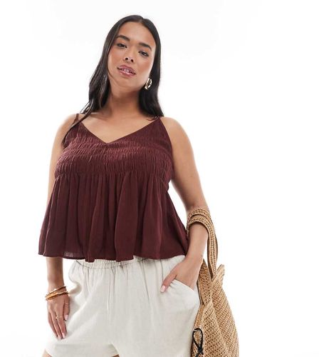 ASOS DESIGN Curve - Caraco froncé à col V - Chocolat - Asos Curve - Modalova