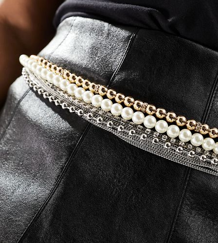 Curve - Cintura per vita e fianchi con catena e perle - ASOS DESIGN - Modalova