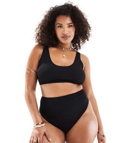 ASOS DESIGN Curve - Amy - Mix and Match - Bas de bikini échancré effet froissé à taille haute - Asos Curve - Modalova