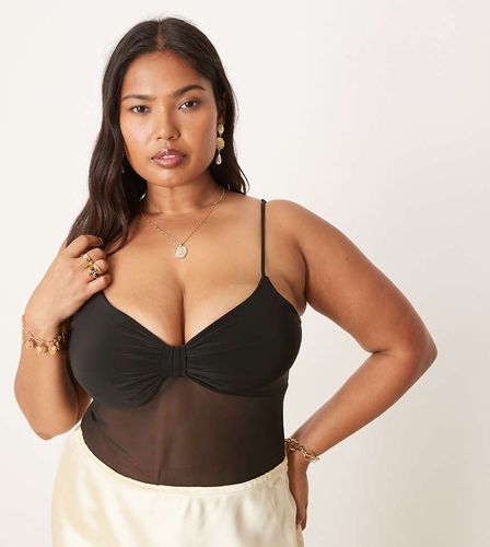 ASOS DESIGN Curve - Body caraco près du corps en tulle avec buste effet torsadé - Asos Curve - Modalova