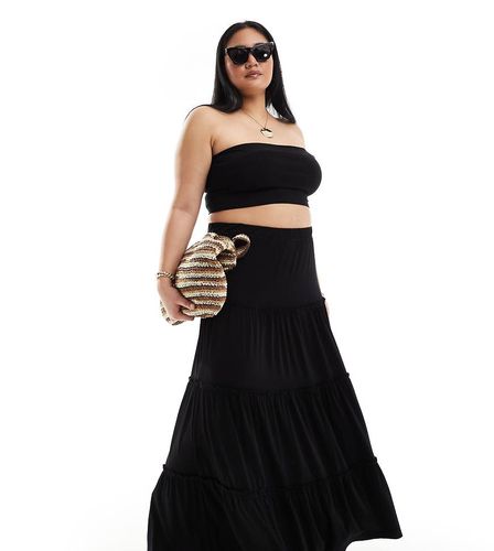 ASOS DESIGN Curve - Gonna lunga nera a balze - ASOS Curve - Modalova