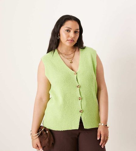 ASOS DESIGN Curve - Gilet de costume coupe décontractée en maille flammée - Citron - Asos Curve - Modalova