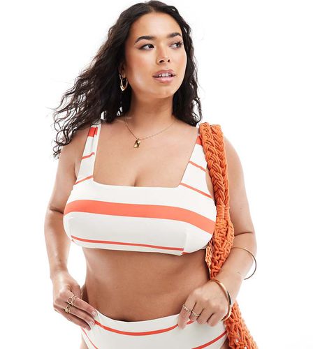 ASOS DESIGN Curve - Mia - Crop top bikini mix & match a righe rosso pomodoro - ASOS Curve - Modalova