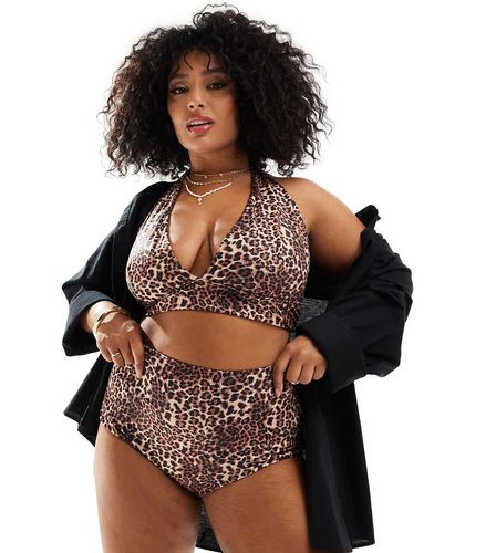 Curve - Mindy - Slip bikini a vita alta con stampa leopardata - ASOS DESIGN - Modalova