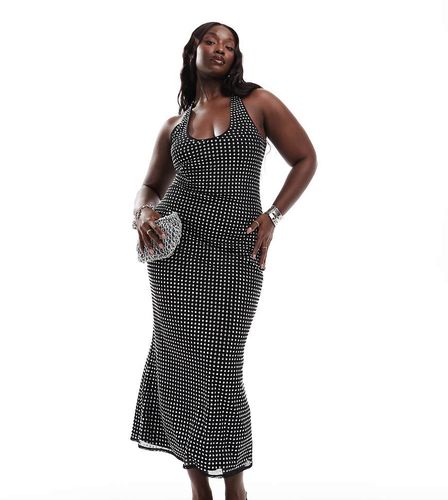 ASOS DESIGN Curve - Robe mi-longue à encolure américaine plongeante avec strass et découpe au laser - Asos Curve - Modalova