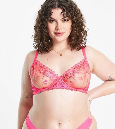 ASOS DESIGN Curve - Reggiseno con ferretto premium acceso con ricamo trasparente - ASOS Curve - Modalova