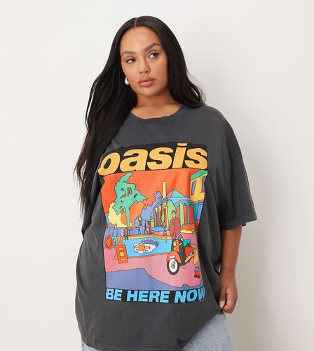 ASOS DESIGN Curve - T-shirt oversize avec imprimé Oasis sous licence - Anthracite délavé - Asos Curve - Modalova