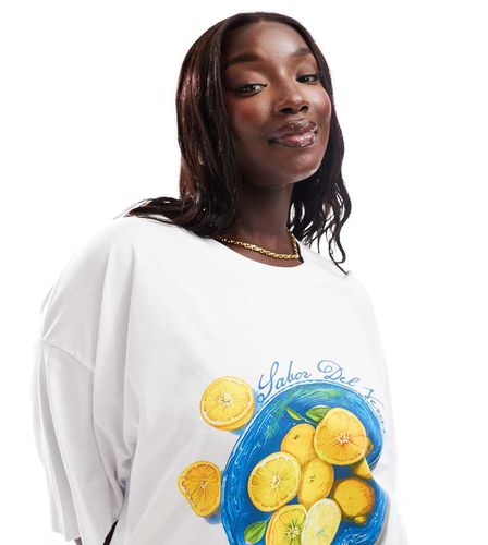 ASOS DESIGN Curve - T-shirt oversize con grafica con limoni - ASOS Curve - Modalova