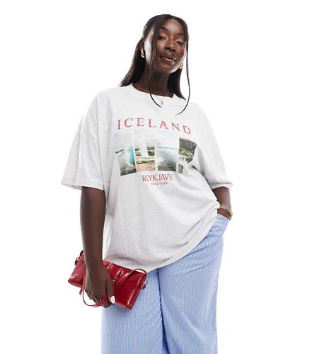 ASOS DESIGN Curve - T-shirt oversize ghiaccio mélange con stampa "Iceland" - ASOS Curve - Modalova