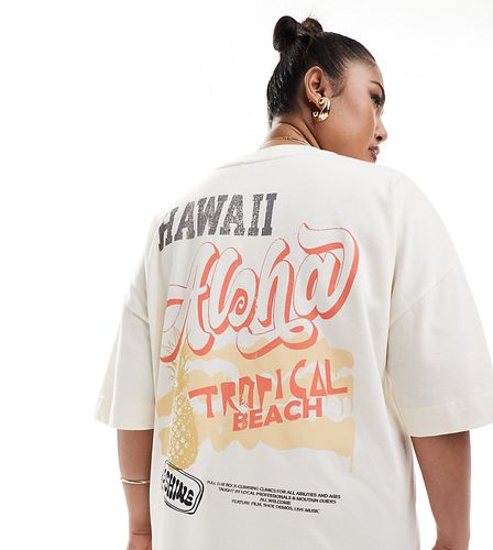 ASOS DESIGN Curve - Vestito T-shirt corto oversize color crema con stampa "Aloha" - ASOS Curve - Modalova