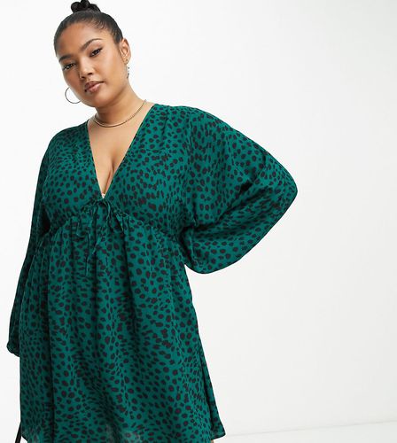 ASOS DESIGN Curve - Vestito corto svasato con stampa animalier verde - ASOS Curve - Modalova