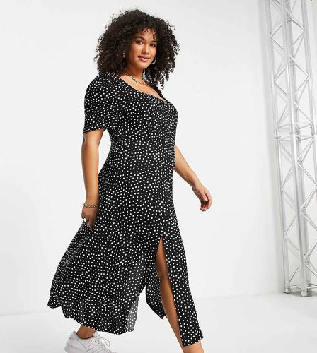 ASOS DESIGN Curve - Vestito lungo a pois con coppe e spacchi - ASOS Curve - Modalova