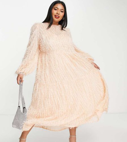 ASOS DESIGN Curve - Vestito midi a balze con texture soffice - ASOS Curve - Modalova