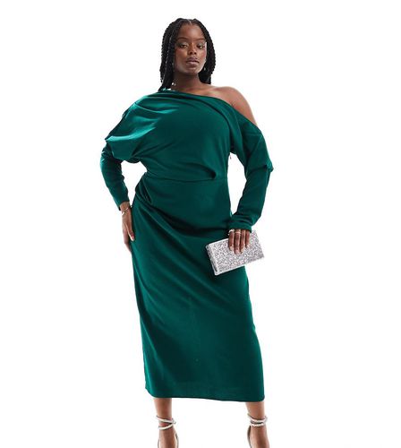 ASOS DESIGN Curve - Vestito midi bosco con spalle scivolate extra larghe - ASOS Curve - Modalova