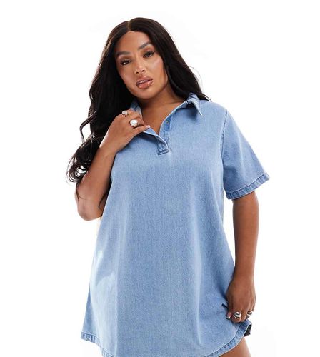 ASOS DESIGN Curve - Vestito stile polo in denim medio - ASOS Curve - Modalova