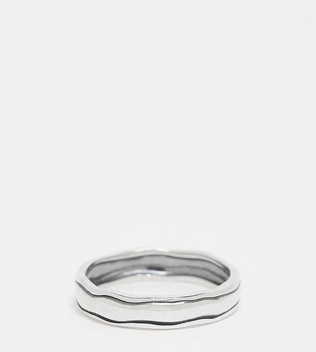 Anello a fascia in sterling con design effetto fuso - ASOS DESIGN - Modalova