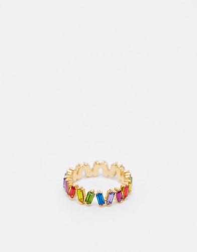 Anello dorato con cristalli baguette arcobaleno - ASOS DESIGN - Modalova