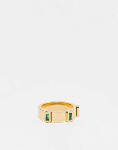 Anello in acciaio inossidabile dorato con cristalli verdi allungati - ASOS DESIGN - Modalova