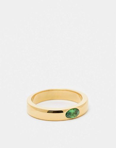 Anello in acciaio inossidabile dorato con cristallo verde - ASOS DESIGN - Modalova