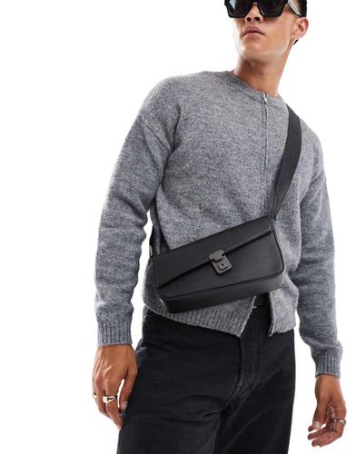 Borsa a tracolla nera in pelle sintetica con fibbia - ASOS DESIGN - Modalova