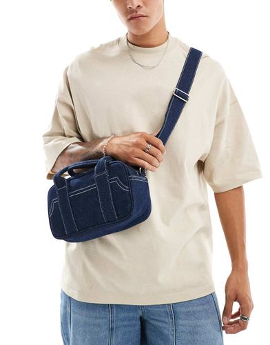 Borsa bowling a tracolla in denim con cuciture a contrasto - ASOS DESIGN - Modalova