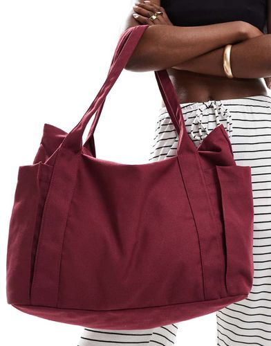 Borsa shopping in tessuto pesante color bordeaux - ASOS DESIGN - Modalova