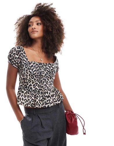 Blusa leopardata in popeline con bottoni e scollo squadrato - ASOS DESIGN - Modalova