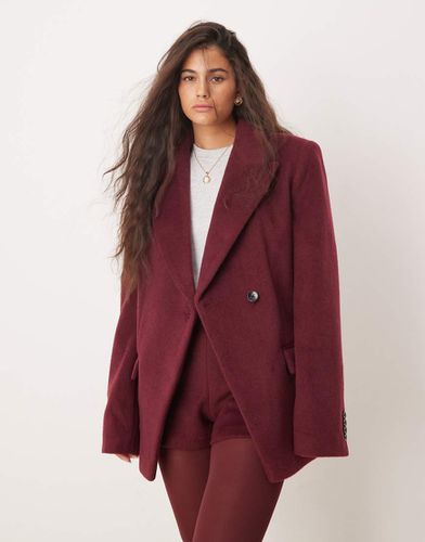 Blazer super oversize effetto lana con spalline molto ampie bordeaux - ASOS DESIGN - Modalova