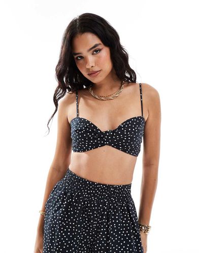 Brassière nera a pois in popeline in coordinato - ASOS DESIGN - Modalova