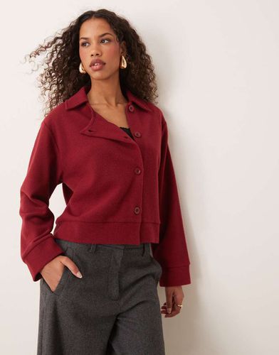 Giacca oversize morbidissima color bordeaux con colletto asimmetrico - ASOS DESIGN - Modalova