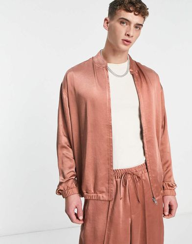 Giacca bomber elegante oversize anni '80 in raso color ruggine in coordinato - ASOS DESIGN - Modalova