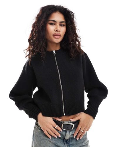 Giacca bomber in maglia nera con zip - ASOS DESIGN - Modalova