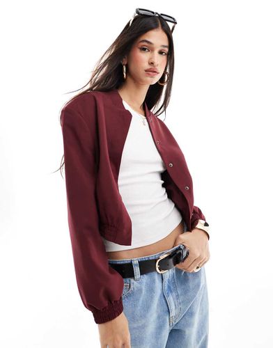 Giacca bomber sartoriale bordeaux con spalle voluminose - ASOS DESIGN - Modalova