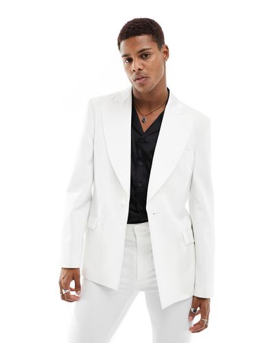 Giacca da abito skinny bianca con rever oversize in raso - ASOS DESIGN - Modalova