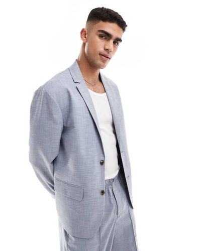 Giacca da abito taglio comodo extra larga blu con motivo incrociato - ASOS DESIGN - Modalova