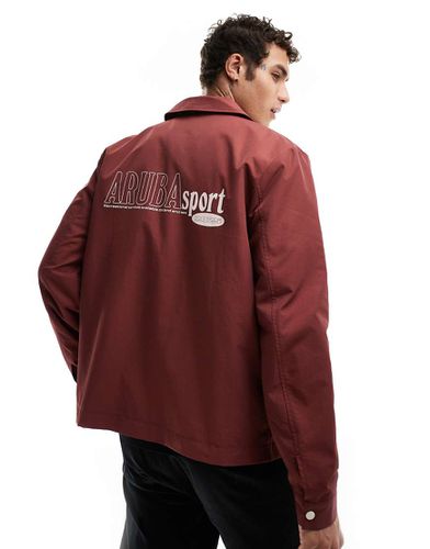 Giacca harrington leggera stile college rossa con stampa bianca - ASOS DESIGN - Modalova