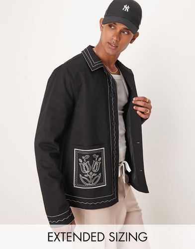 Giacca harrington nera ricamata - ASOS DESIGN - Modalova