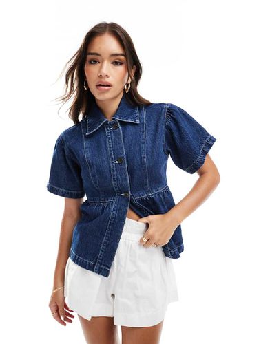 Giacca in denim a maniche corte indaco - ASOS DESIGN - Modalova