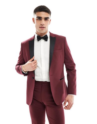 Giacca slim da smoking, colore bordeaux - ASOS DESIGN - Modalova