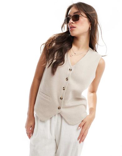 Gilet morbidissimo in jersey crema caldo con bottoni - ASOS DESIGN - Modalova