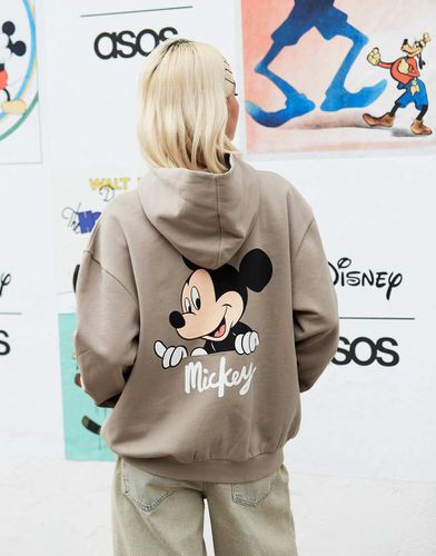 Disney - Felpa con cappuccio oversize unisex grigia con stampa di Topolino - ASOS DESIGN - Modalova