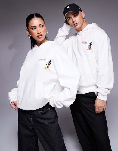 Disney - Felpa unisex oversize bianco sporco con cappuccio e stampa di Topolino - ASOS DESIGN - Modalova