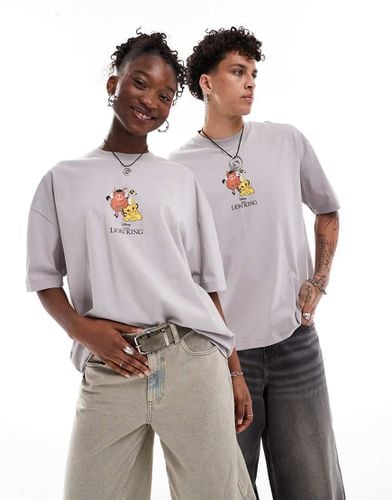 Disney - T-shirt oversize unisex grigia con stampa de Il Re Leone - ASOS DESIGN - Modalova