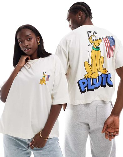 Disney - T-shirt unisex oversize bianco sporco con stampe "Pluto" - ASOS DESIGN - Modalova